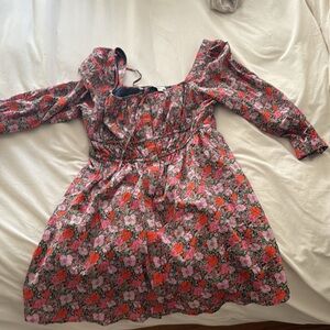 Floral Jcrew x Liberty long sleeve linen dress SIZE 16